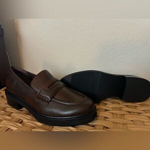 Open Edit Collier Penny Brown Leather Loafer
